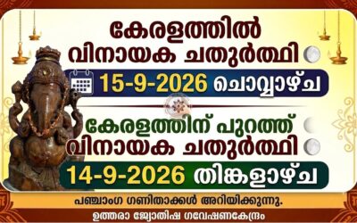 കേരളത്തിൽ മാത്രം വിനായക ചതുർത്ഥി 15-9-2026ന്??